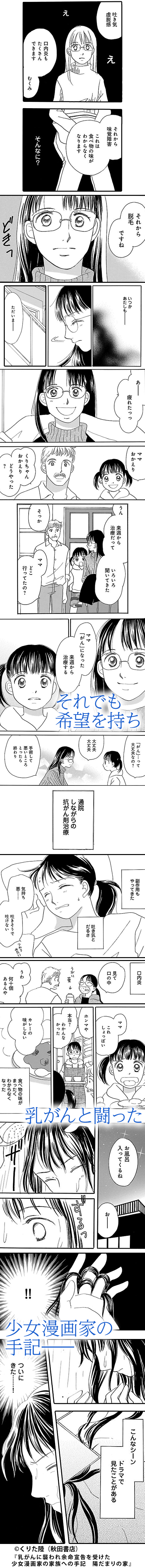 乳がんに襲われ余命宣告を受けた少女漫画家の家族への手記 陽だまりの家 まんが王国